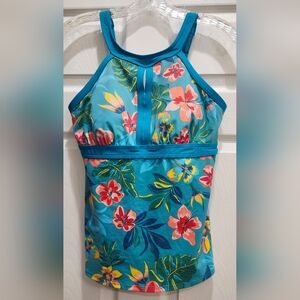Lands End Tankini Swim Top Sz 8DD Padded Wireless Adjustable Strap